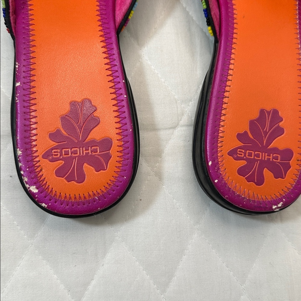 Chico's Key Largo Women Size 9 M Artsy Bold Beaded Sequins Mules Flat Slip On - Picture 5 of 5